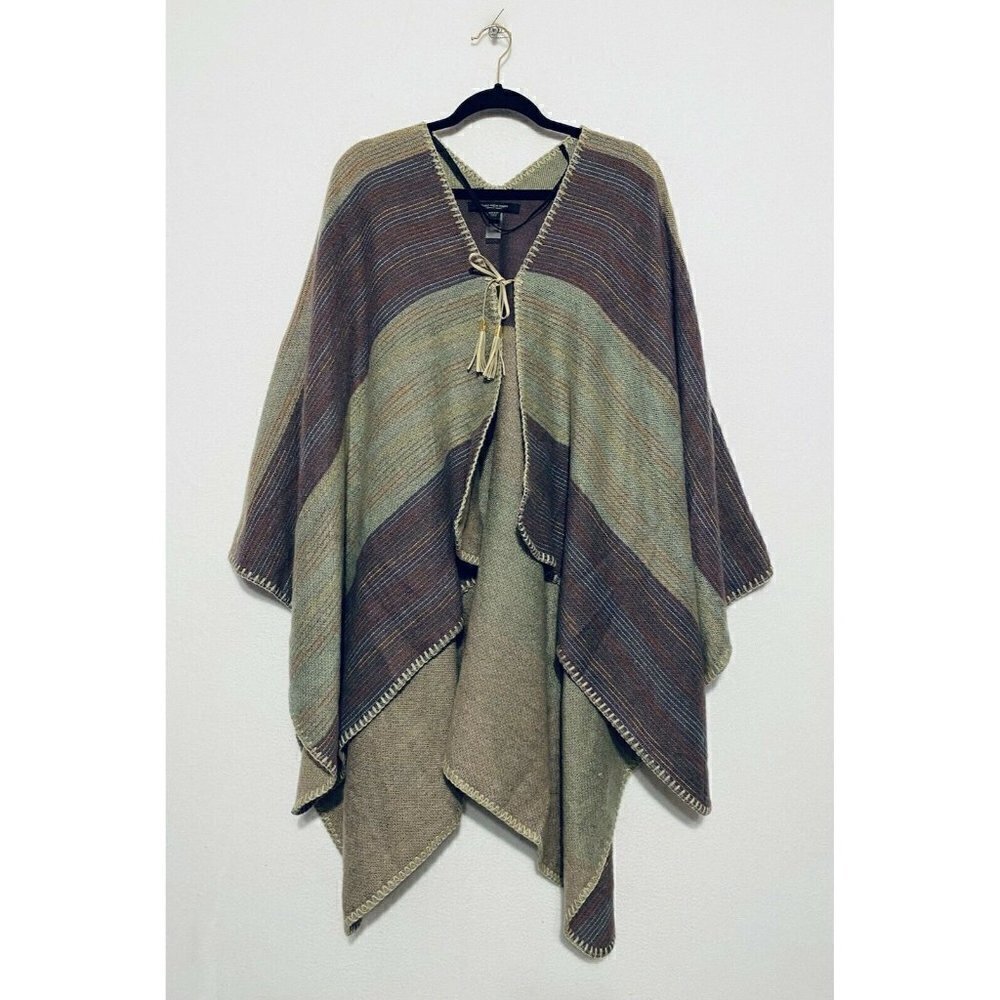 Marc New York Blanket Wrap Womens One Size Purple Tassel Tie Poncho Southwestern
